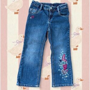 Vintage Y2K Sonoma Adjustable Waist Denim Embroidered Heart Jeans Girls Size 5